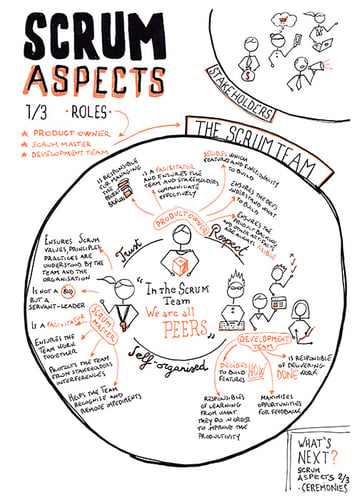 Scrum aspects - Scrum Team roles sketchnote