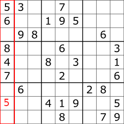 sudoku - wrong column