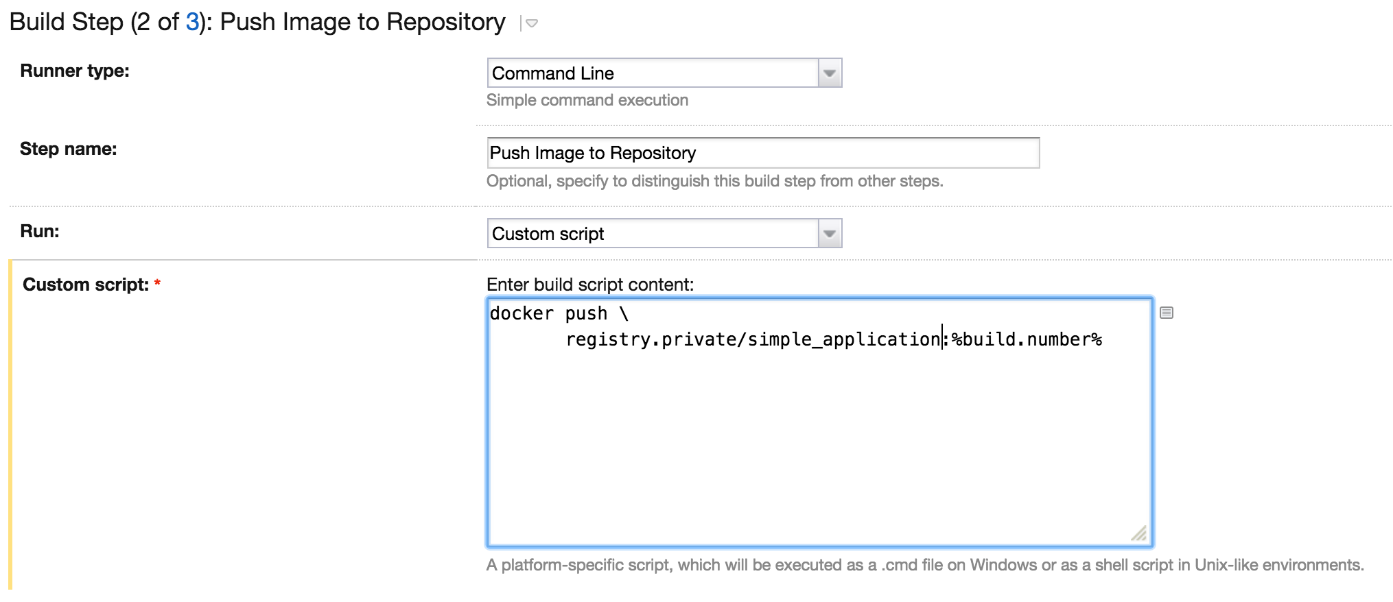 Release Push Image to Repository Step